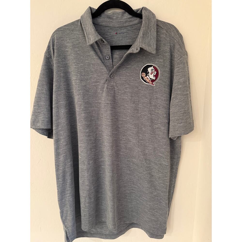 FSU Seminoles Men's Champion Gray Embroidered Logo Polo Size 2XL- NWOT